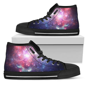Bright Red Blue Stars Galaxy Space Print Men's High Top Shoes GearFrost