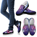 Bright Red Blue Stars Galaxy Space Print Black Slip On Sneakers