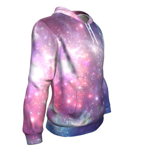 Bright Red Blue Stars Galaxy Space Print Unisex Pullover Hoodie GearFrost