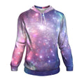Bright Red Blue Stars Galaxy Space Print Pullover Hoodie