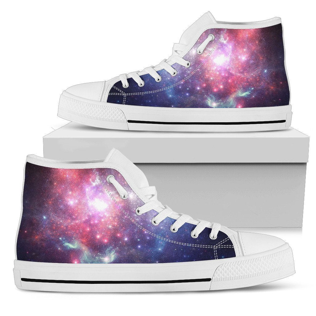 Bright Red Blue Stars Galaxy Space Print Women's High Top Shoes GearFrost
