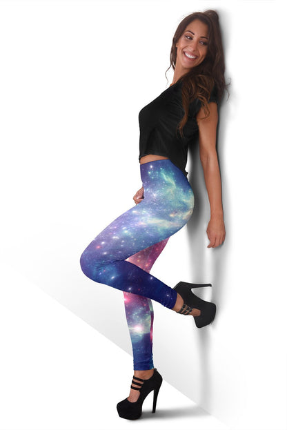 Bright Red Blue Stars Galaxy Space Print Women's Leggings GearFrost