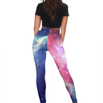 Bright Red Blue Stars Galaxy Space Print Women's Leggings GearFrost