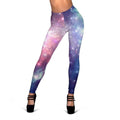 Bright Red Blue Stars Galaxy Space Print Women's Leggings