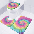 Bright Spiral Tie Dye Print 3 Piece Bath Mat Set
