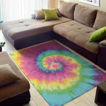Bright Spiral Tie Dye Print Area Rug