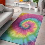 Bright Spiral Tie Dye Print Area Rug