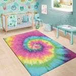 Bright Spiral Tie Dye Print Area Rug