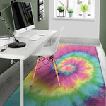 Bright Spiral Tie Dye Print Area Rug