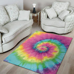 Bright Spiral Tie Dye Print Area Rug
