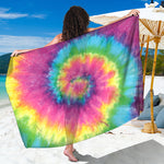 Bright Spiral Tie Dye Print Beach Sarong Wrap
