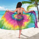 Bright Spiral Tie Dye Print Beach Sarong Wrap