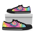 Bright Spiral Tie Dye Print Black Low Top Sneakers