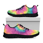 Bright Spiral Tie Dye Print Black Sneakers