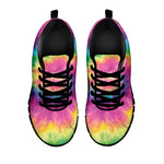 Bright Spiral Tie Dye Print Black Sneakers