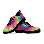 Bright Spiral Tie Dye Print Black Sneakers