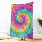 Bright Spiral Tie Dye Print Blanket