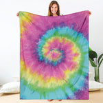 Bright Spiral Tie Dye Print Blanket