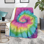 Bright Spiral Tie Dye Print Blanket