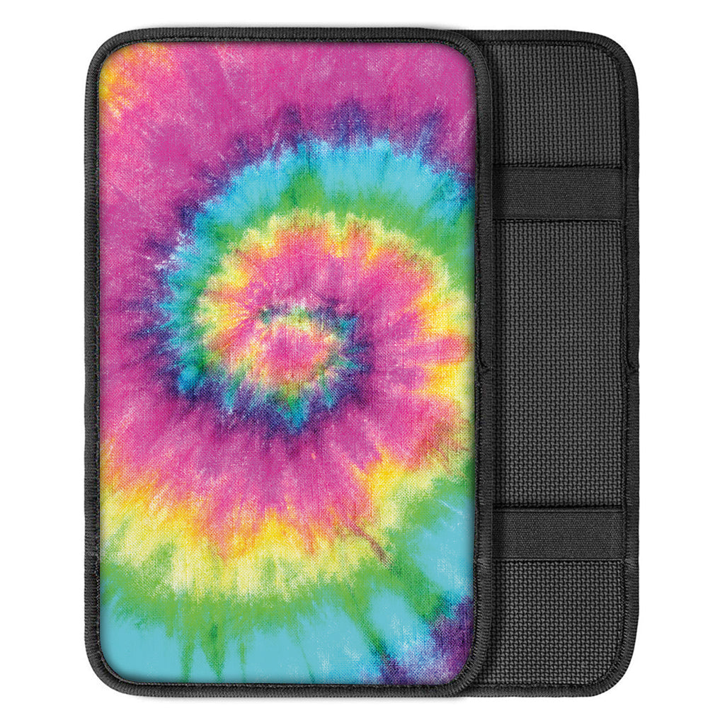 Bright Spiral Tie Dye Print Car Center Console Cover
