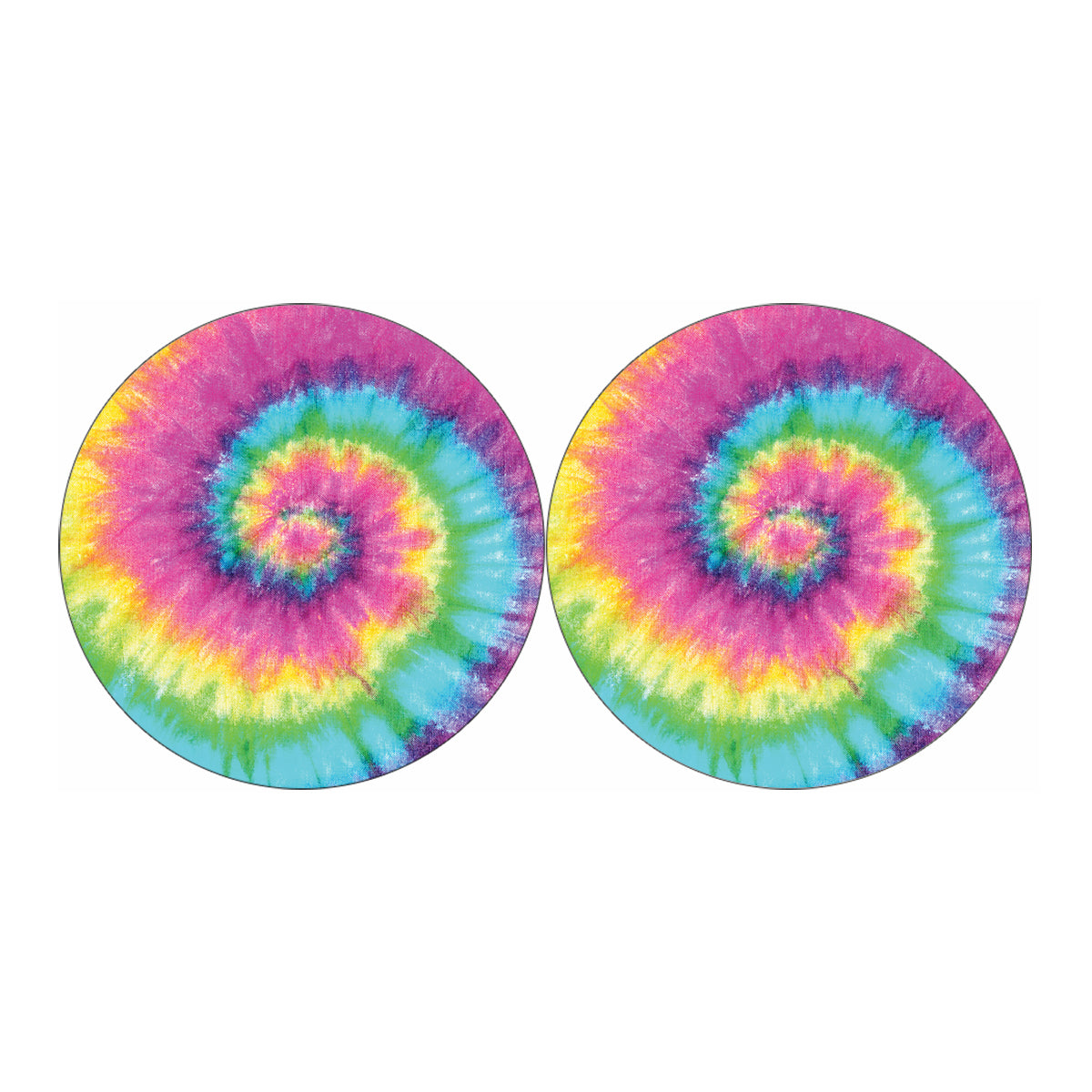 Bright Spiral Tie Dye Print Car Coasters