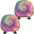 Bright Spiral Tie Dye Print Car Headrest Covers