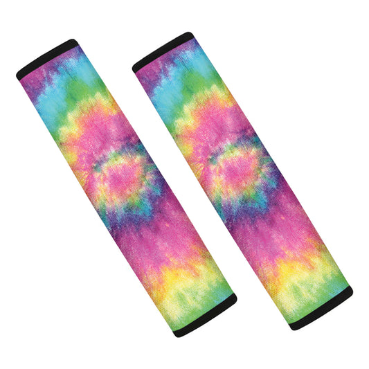 Bright Spiral Tie Dye Print Car Seat Belt Covers