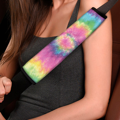 Bright Spiral Tie Dye Print Car Seat Belt Covers