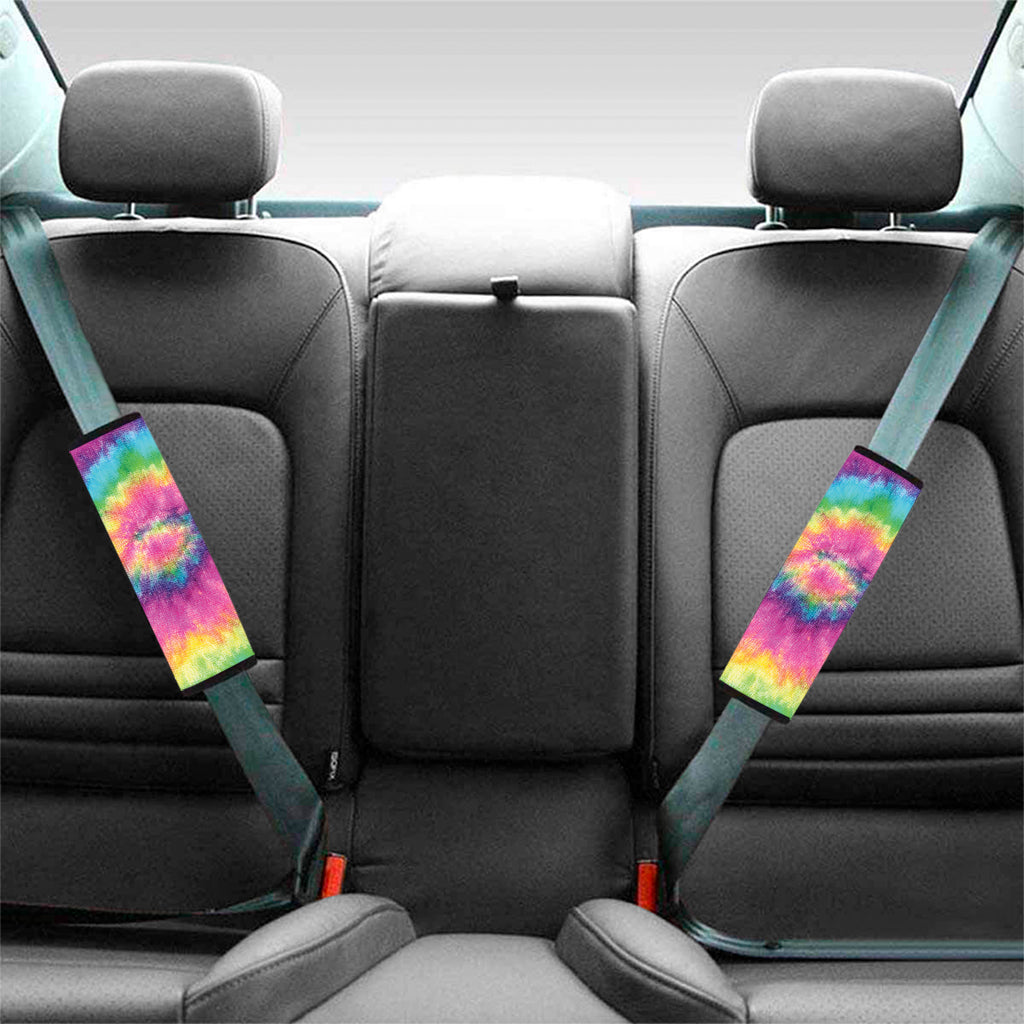 Bright Spiral Tie Dye Print Car Seat Belt Covers