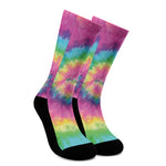 Bright Spiral Tie Dye Print Crew Socks