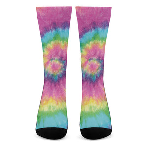 Bright Spiral Tie Dye Print Crew Socks