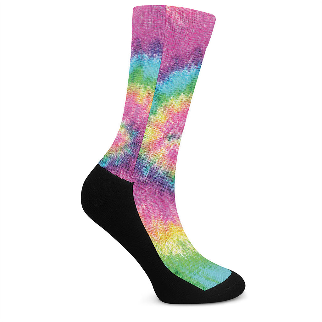 Bright Spiral Tie Dye Print Crew Socks