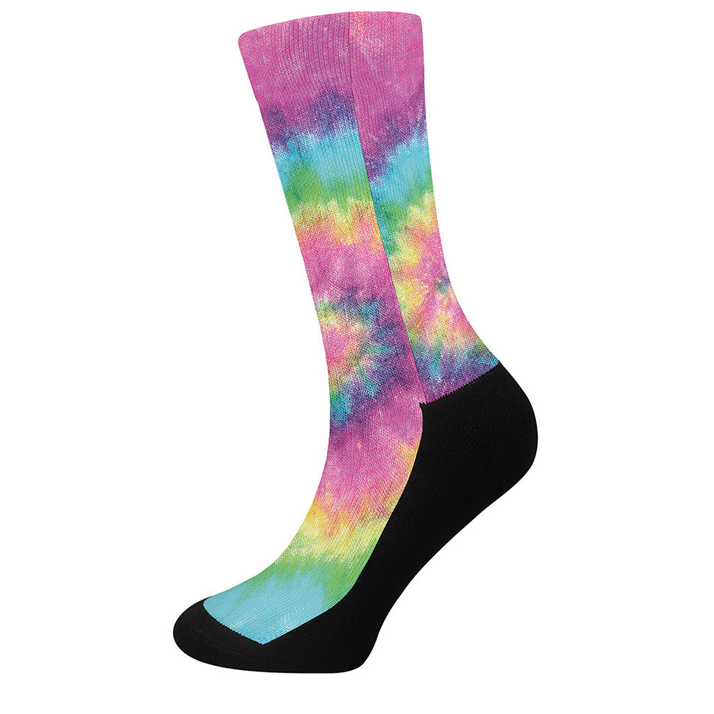 Bright Spiral Tie Dye Print Crew Socks