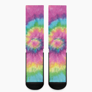 Bright Spiral Tie Dye Print Crew Socks