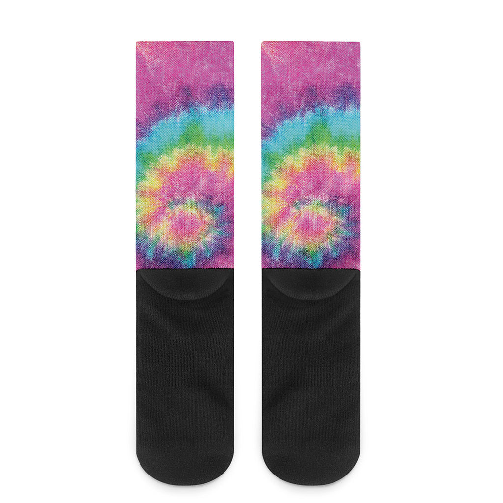 Bright Spiral Tie Dye Print Crew Socks