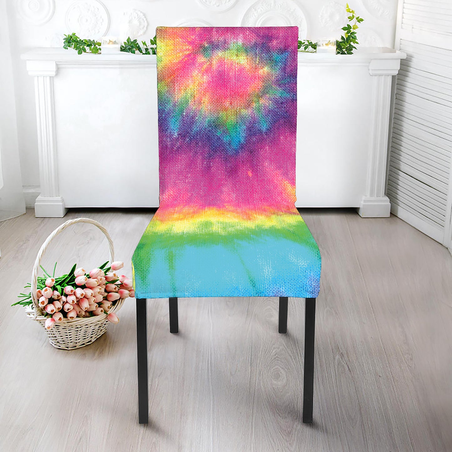 Bright Spiral Tie Dye Print Dining Chair Slipcover
