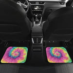 Bright Spiral Tie Dye Print Front and Back Car Floor Mats