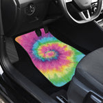 Bright Spiral Tie Dye Print Front and Back Car Floor Mats
