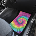 Bright Spiral Tie Dye Print Front Car Floor Mats