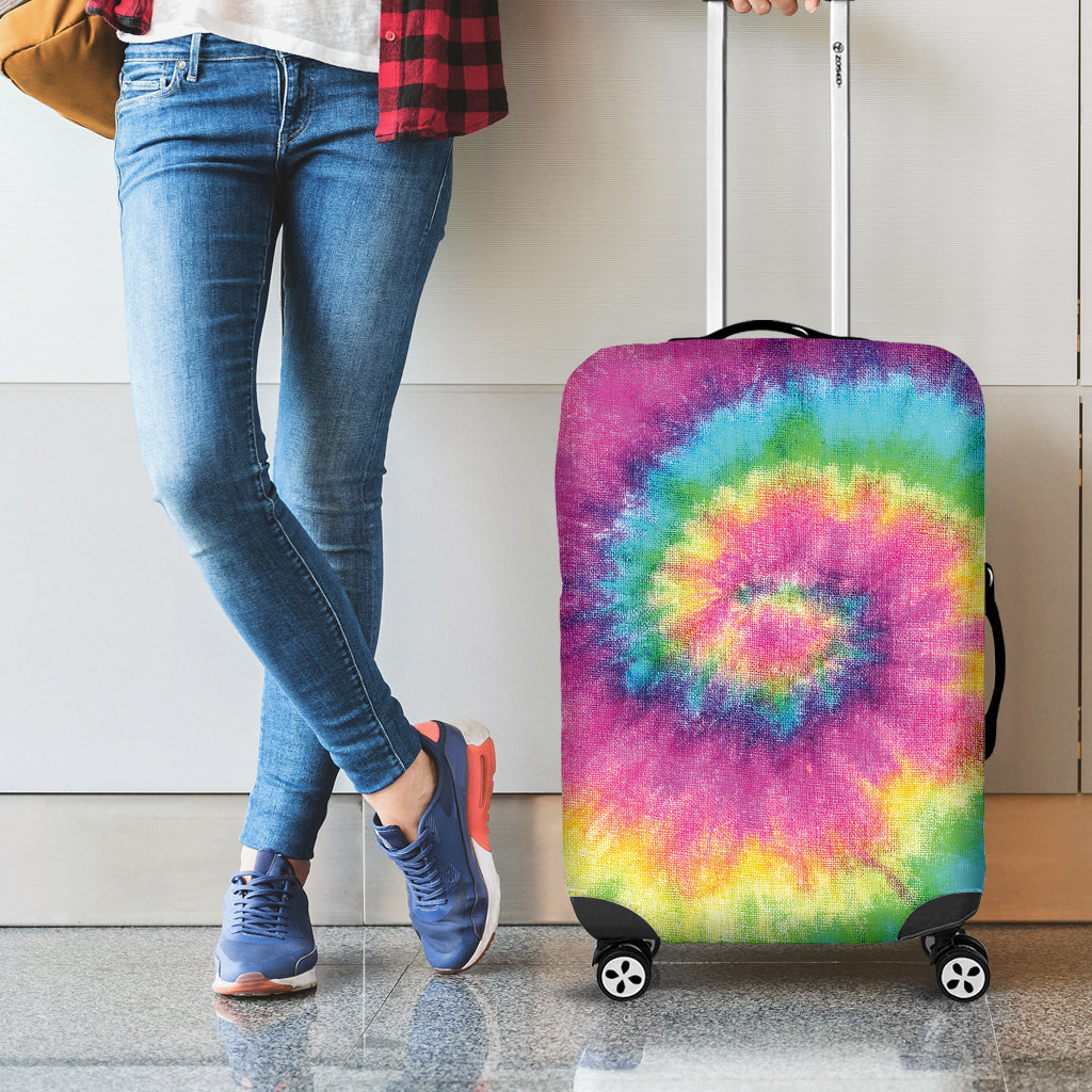 Bright Spiral Tie Dye Print Luggage Cover