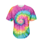 Bright Spiral Tie Dye Print Men's Baseball Jersey