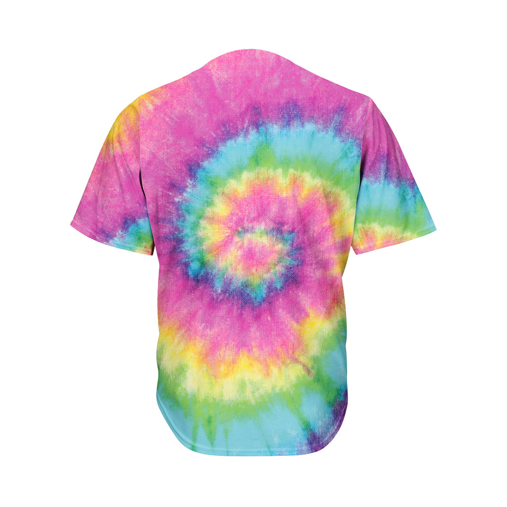 Bright Spiral Tie Dye Print Men's Baseball Jersey