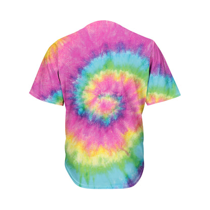 Bright Spiral Tie Dye Print Men's Baseball Jersey