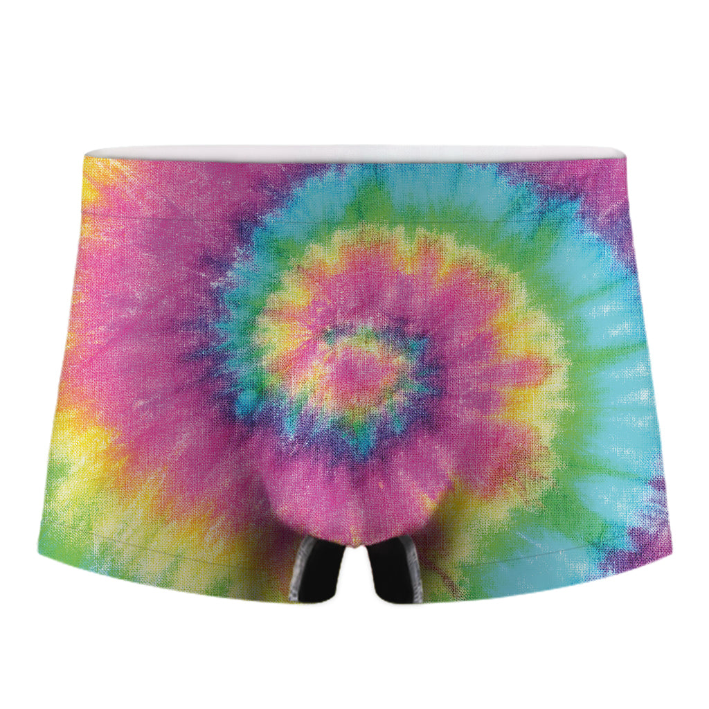 Bright Spiral Tie Dye Print Men's Boxer Briefs