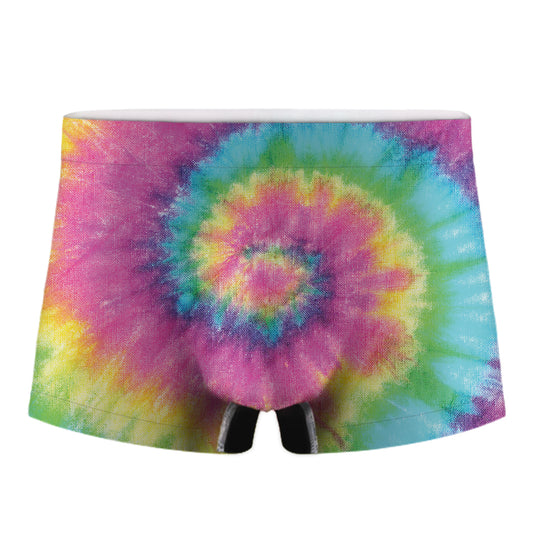 Bright Spiral Tie Dye Print Men's Boxer Briefs