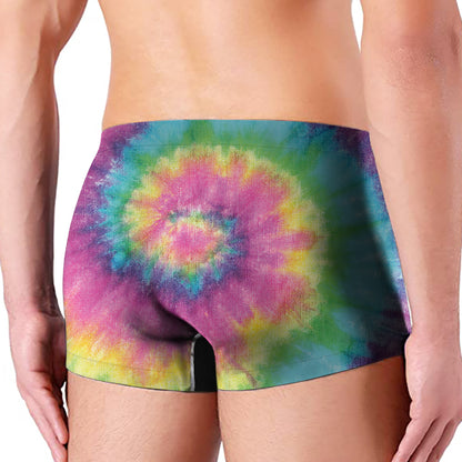 Bright Spiral Tie Dye Print Men's Boxer Briefs