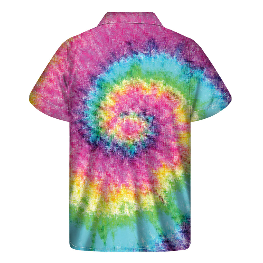 Bright Spiral Tie Dye Print Men's Short Sleeve Shirt