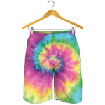 Bright Spiral Tie Dye Print Men's Shorts