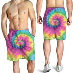 Bright Spiral Tie Dye Print Men's Shorts
