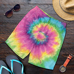 Bright Spiral Tie Dye Print Men's Shorts